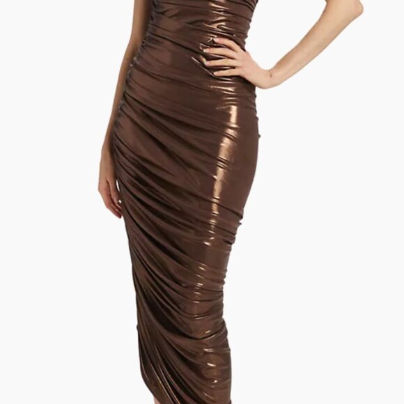 Norma Kamali Diana Gown - Metallic Chocolate - Picture 4 of 6